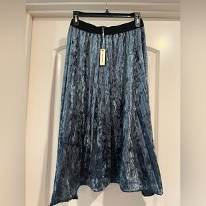 Max Studio Black and Blue velvet Midi Skirt